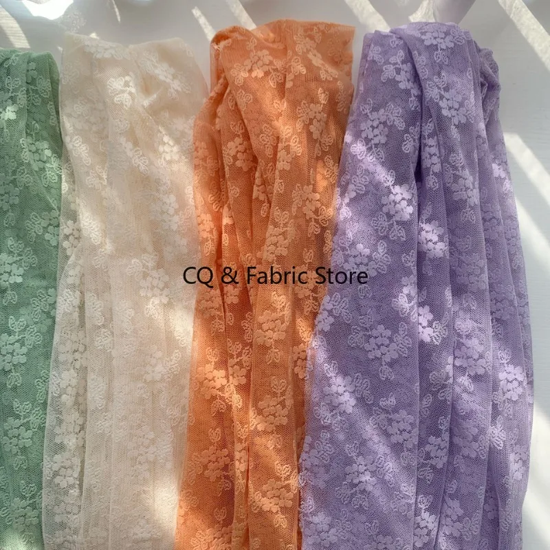 Lace Non Stretch Jacquard 3D Floral Embroidery Mesh Fabric Wedding Dress Handmade Gauze Skirt Shirt Tablecloth Fabric