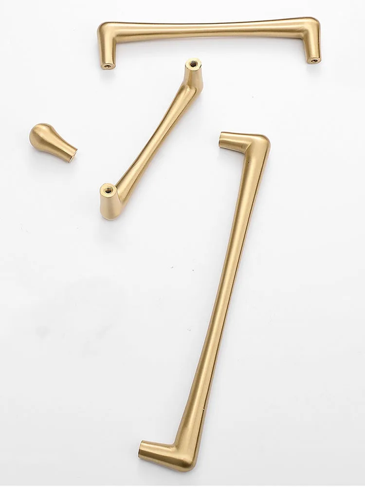 Solid Brass Cabinet Handles Furniture Bars Integrated Drawer Knobs Wardrobe Handle Brass Door Pulls