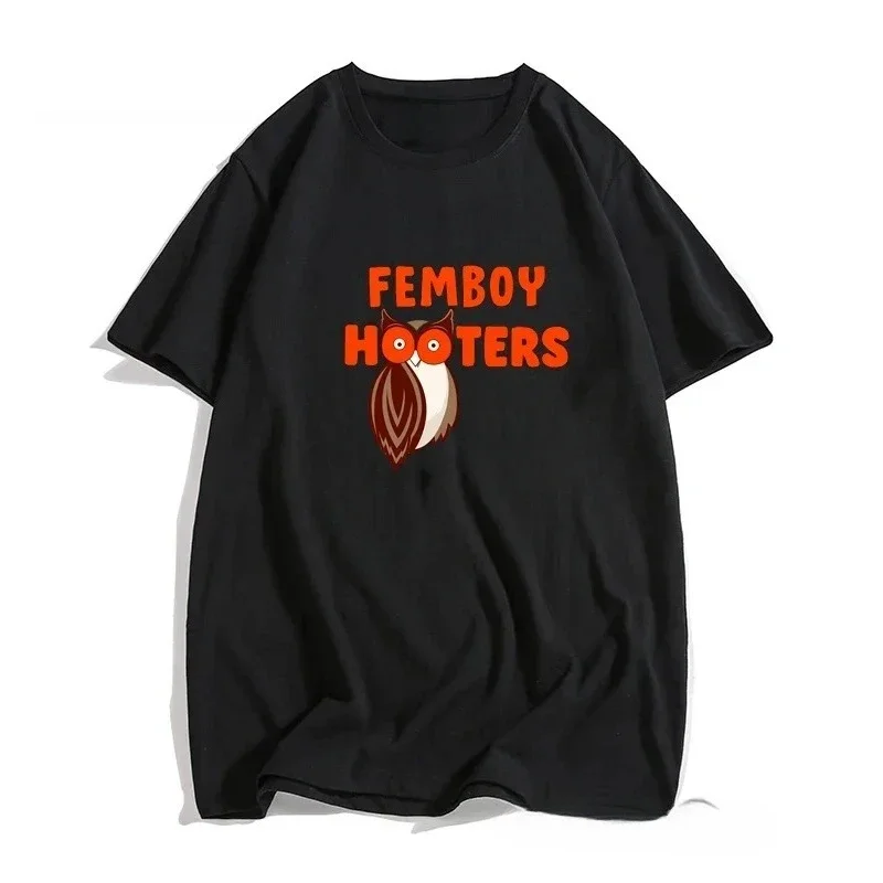 الكرتون الجرافيك تي شيرت المرأة الصيف الملابس النسائية Femboy البوق الأصلي البومة تي شيرت المرأة عادية كم #6