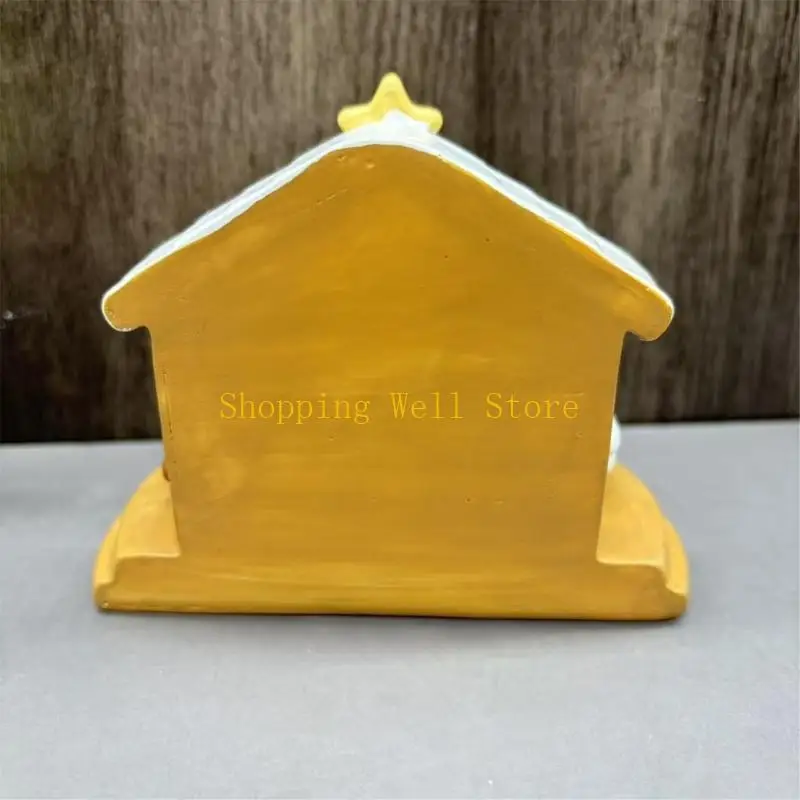 KX4B Elegant Nativity Scene Statue Christmas Decoration With Holy Family And Stable Base Religious Manger Scene Sculpture