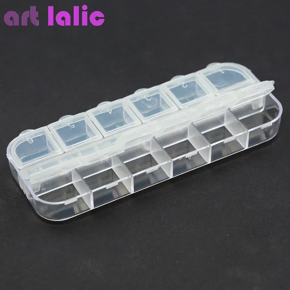 Transparent Plastic Storage Case for Nail Art Rhinestones Dried Flowers Earrings Jewelry Manicure Tools Empty Organizer Box
