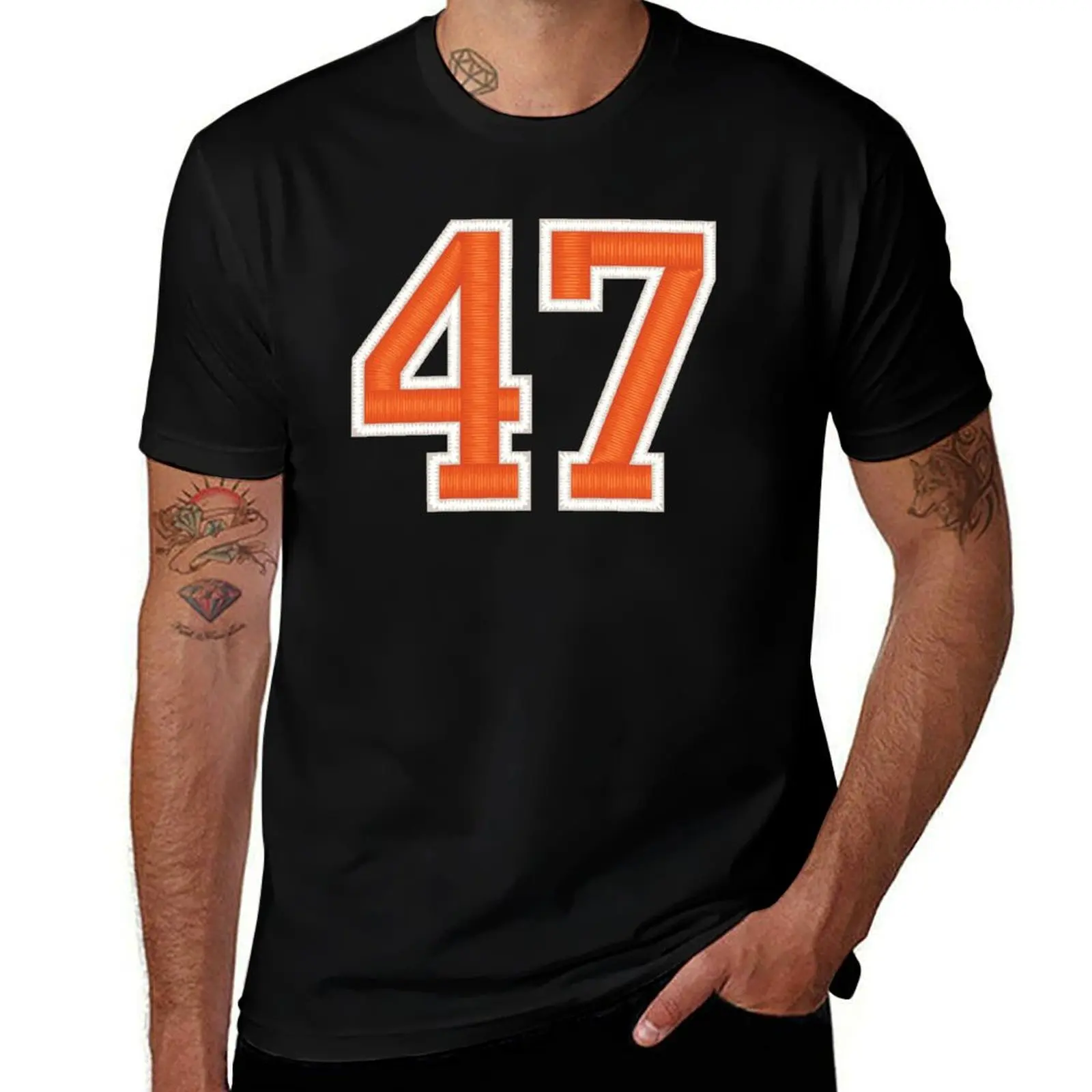 

Sports Number 47 Jersey forty-seven Orange T-Shirt t shirts for man cotton funny cotton t shirt man T-Shirt
