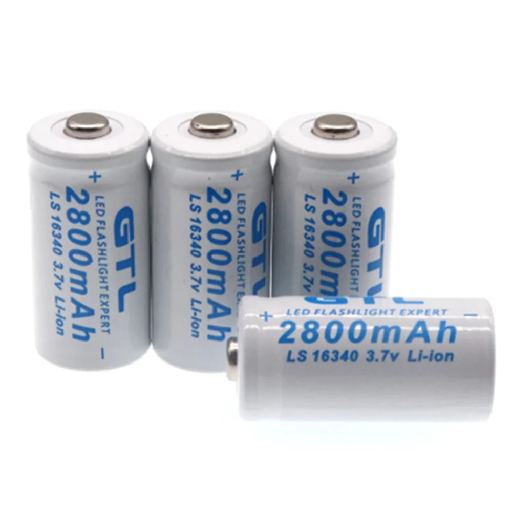 Baterías recargables de iones de litio, 3,7 V, 2800mAh, 16340, CR123A, para bolígrafo láser, linterna LED