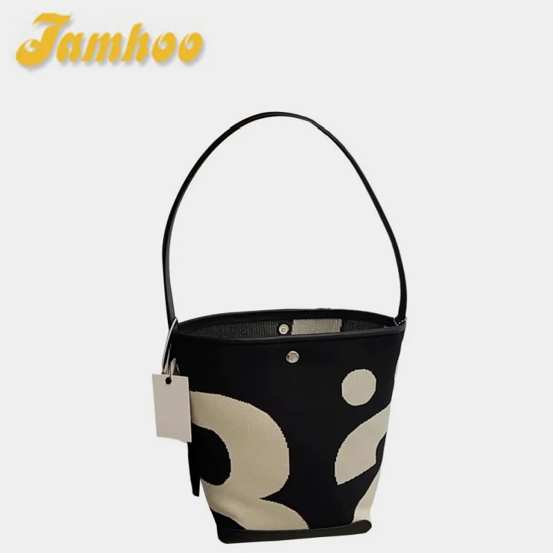 Jamhoo Casual Denim Ladies Vegetable Basket Large Capacity Armpit Tote Bag For Women Retro Bucket Bag Simple Commuting Bag bolso