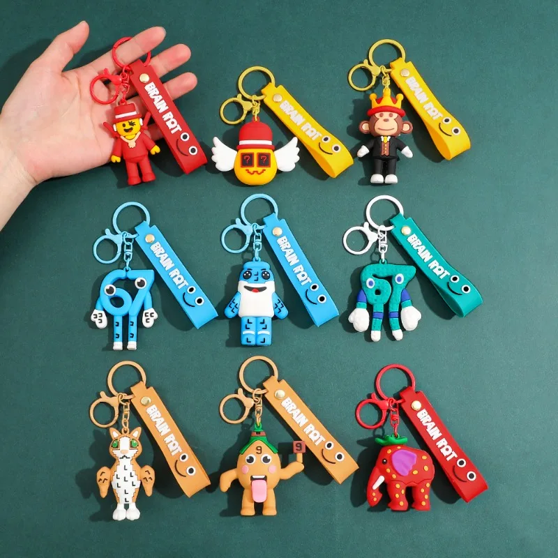 

2026 Steal A Brainrot Keychain Cartoon Child Toy Gift Steal A Brainrot Doll Cute School Bag Pendant Car Key Chain Accessories