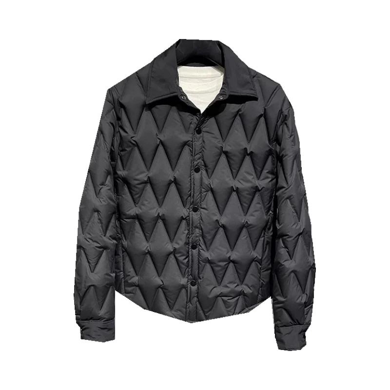 التصميم الأصلي خفيف الوزن من Jaet العلامة التجارية العصرية 2023 الشتاء بدوره إلى أسفل طوق ملابس العمل الماس عارضة Du down irt Jac... #5
