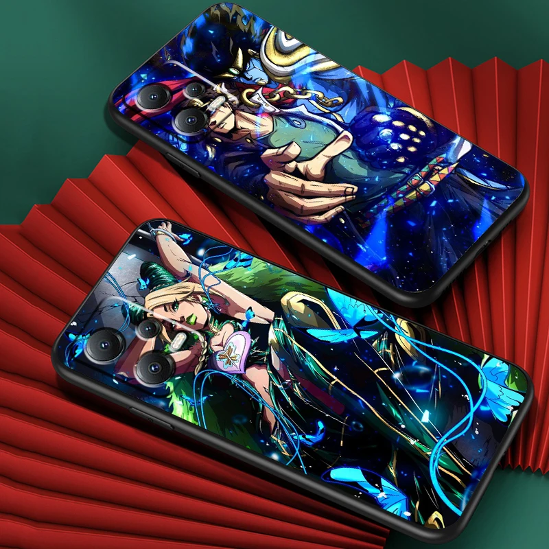 Cool Cute J-JoJos Bizarre Adventure For Xiaomi Redmi Note 13 12R 12 12S Turbo 11 11T 11S 10 10S Pro Plus 5G Black Back