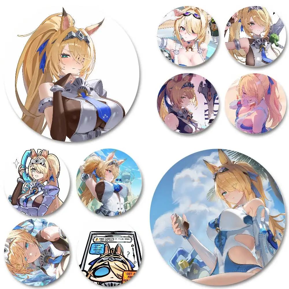 Cute Girl Sigrid De l'azur Zenless Zone Zero Round Badge Lapel Pins for Backpacks Briefcase Laser Brooch Clothes Gifts