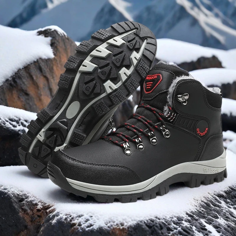 Men's Snow Boots Comfortable Outdoor Winter Warm Climbing Men's Boots for Men's Warm Boots with Short Plush