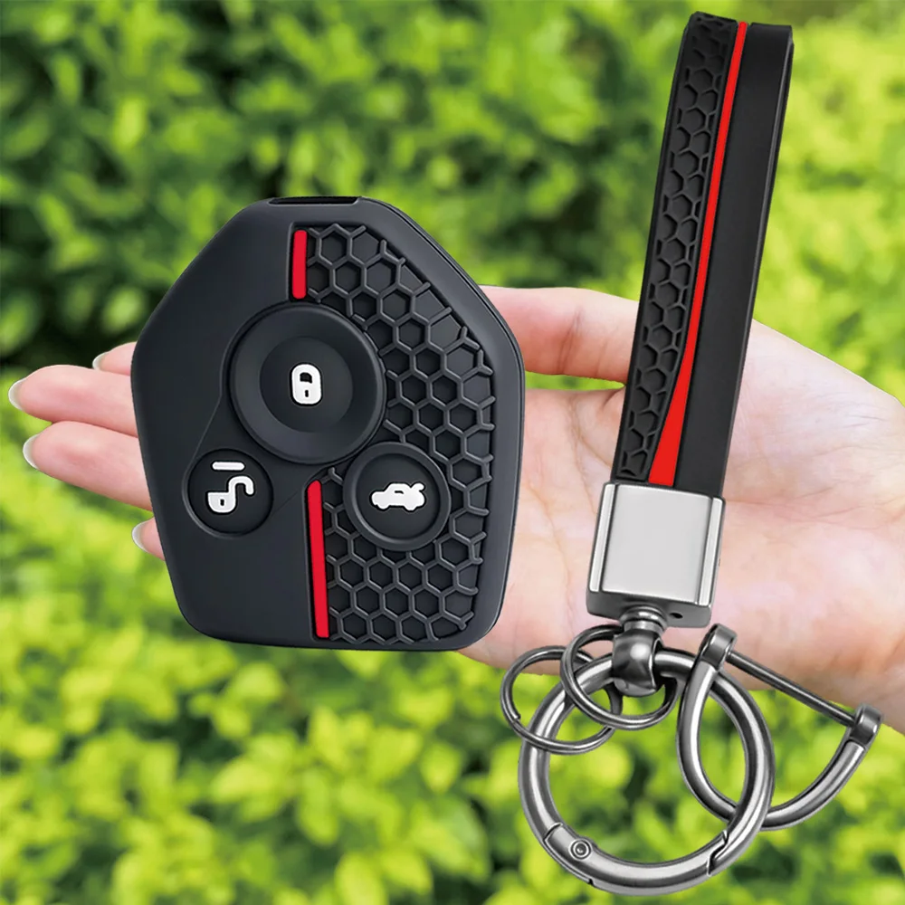For Subaru Forester Outback Legacy XV Crosstrek Impreza BRZ WRX silicone fixed blade key cover with wrist strap and key ring