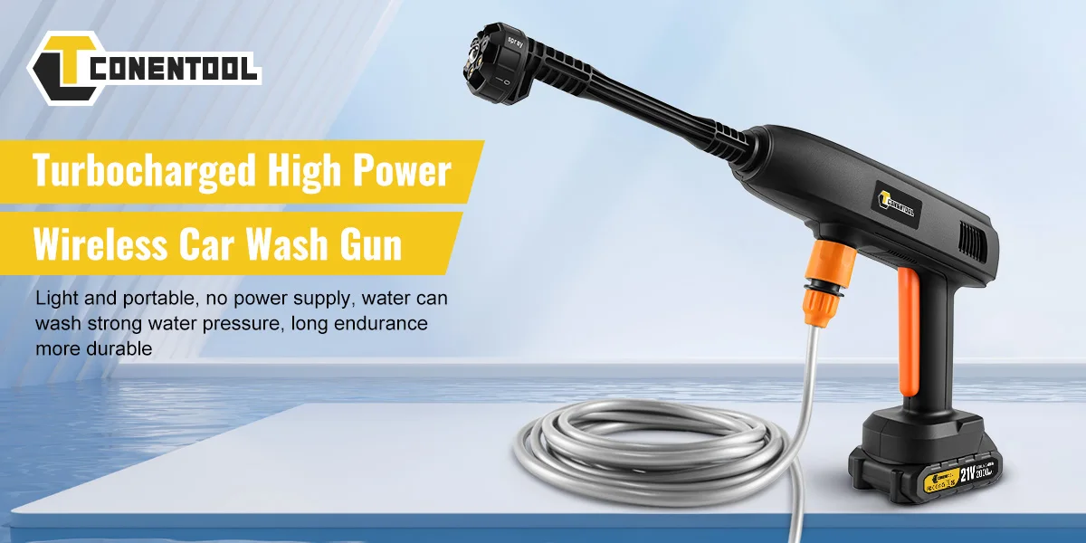CONENTOOL 6-in-1 100Bar Sprühpistolen-Set Elektrowerkzeuge Autowaschpistole Kabellose Elektrische Hochdruckreiniger für Makita 18V Akku – Detail 1