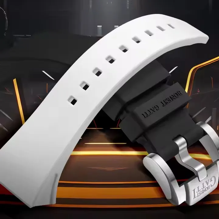 Full Inlay Diamond Automatic High Quality Steel Moon Watches Men Sapphire Rubber Tonneau