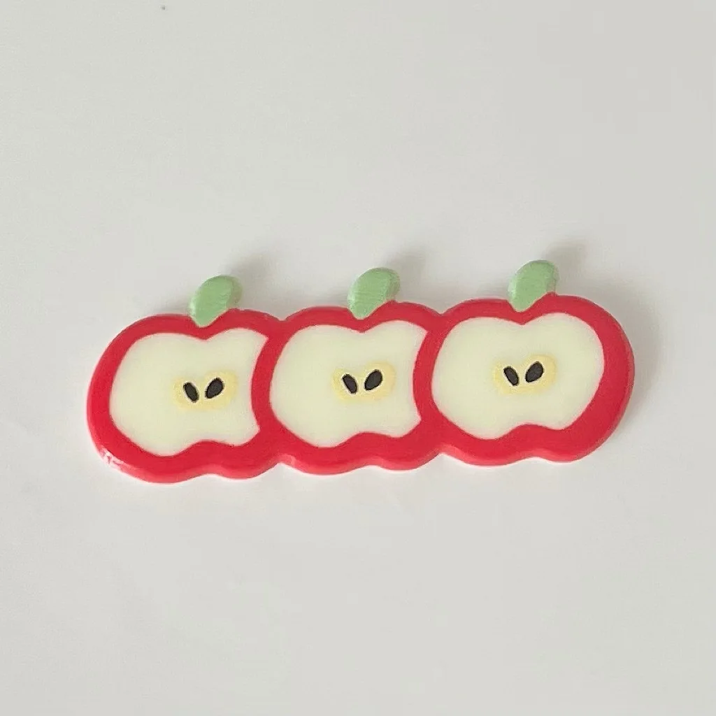 MINISO-Épingle à Cheveux en Forme de Pomme, Cabochons à Dos pio en Acrylique, Matériel Artisanal pour la Fabrication de Bijoux, Breloques, 2 Pièces