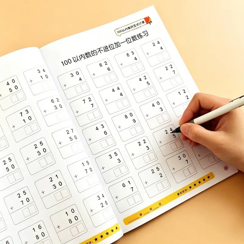 100 Within Vertical Addition Practice: Non-Carry Addition with One-Digit Numbers – Grade 1-2 Math Drills