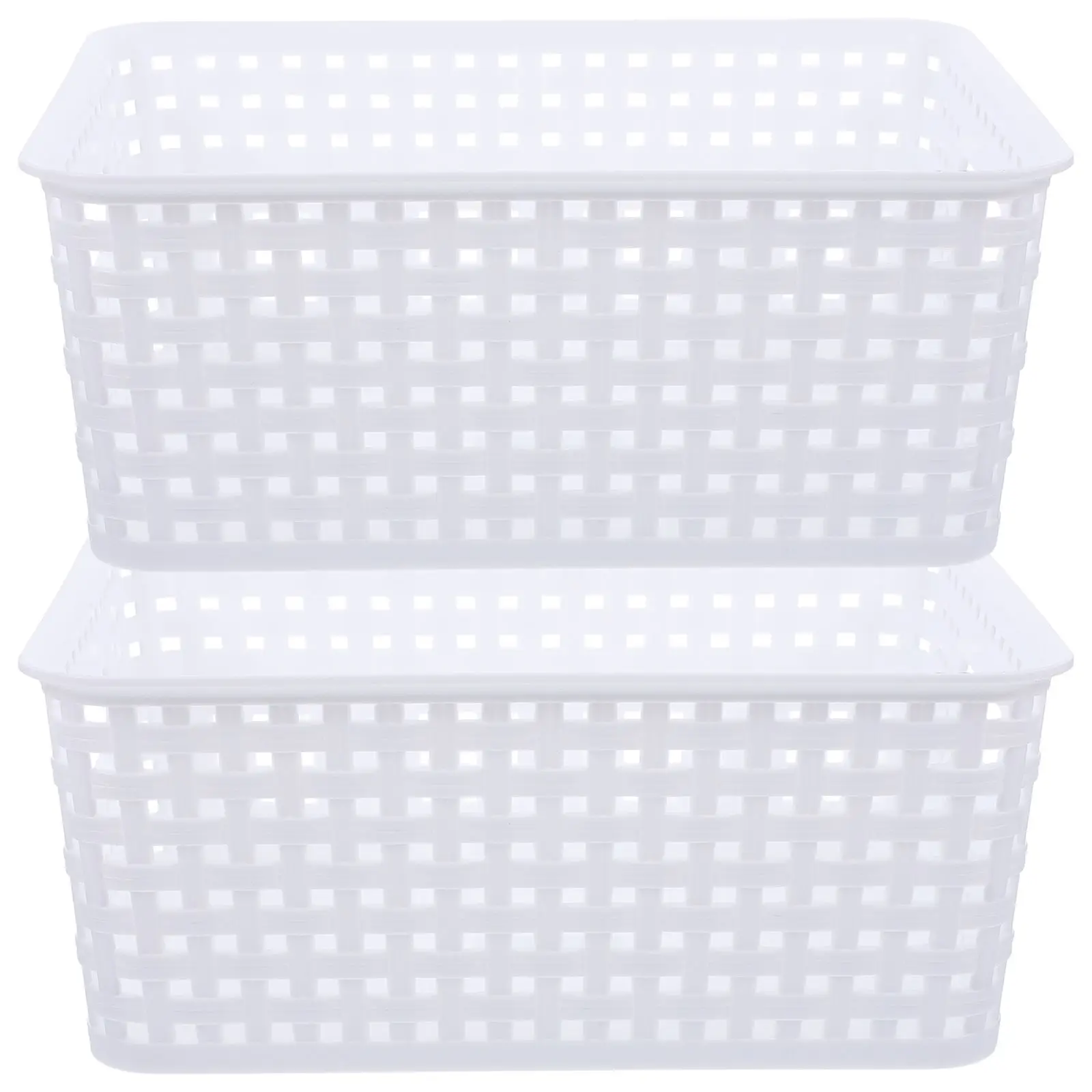 

2 Pcs Storage Baskets Hollow Edge Woven Bins Plastic Lids Boxes ganizing Home Office Desk Bedroom School Socks Ties Underwear