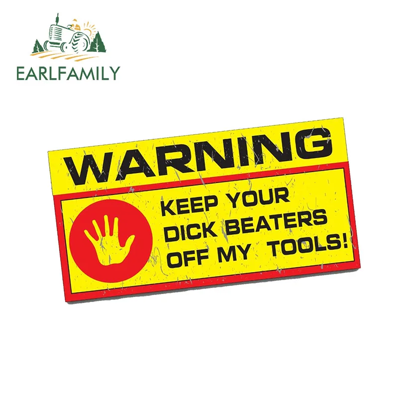 EARLFAMILY 13cm X 7.8cm Car Sticker WARNING TOOLBOX Funny JDM Tuning Mechanic Work Safety Sign Car Truck Box Car Styling