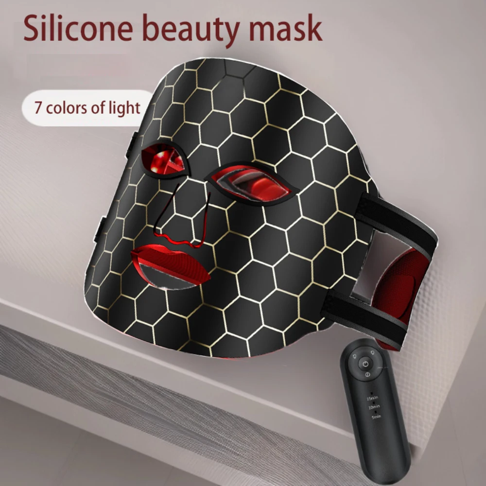 シリコーン-led-フェイシャルマスク顔首カラー赤色光若返り器具美白肌を明るくするニキビ美容機器家庭用