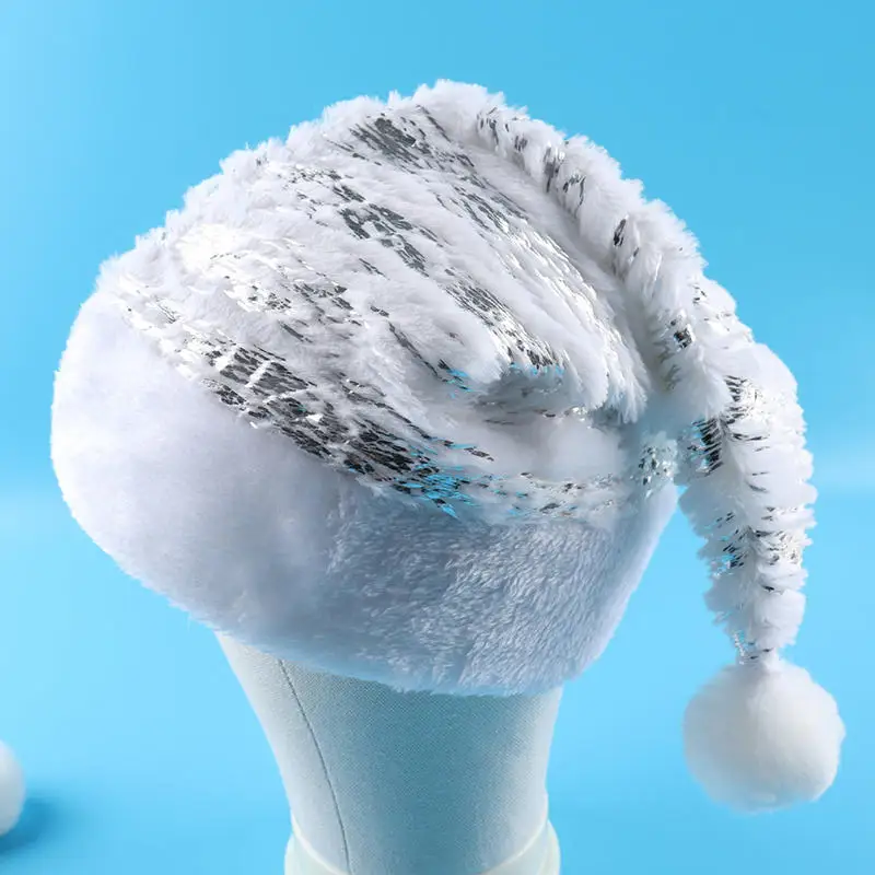 1PC Sequin Star Snowflake Embroidered White Christmas Santa Hat Soft Christmas Toy Gifts hristmas Party Decoration Supplies