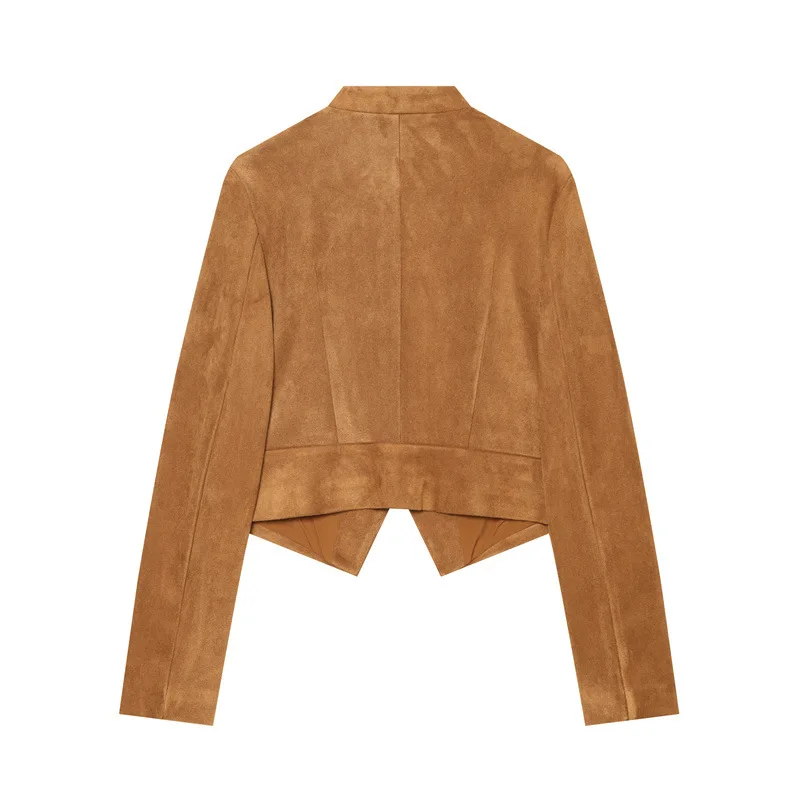 NINE ZAR Women's Slim Fit Short Jacket Long Sleeve Stand Collar Button up Outerwear Fashionable European Style Winter Coat