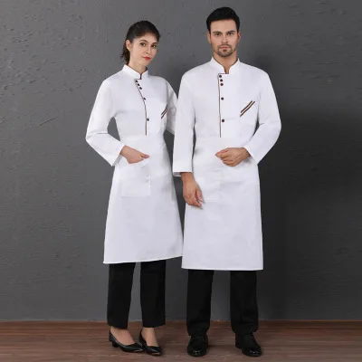 Uniforme de Chef de manga larga para hombre, chaqueta blanca para Hotel, Cocina, Restaurante occidental, Top 89