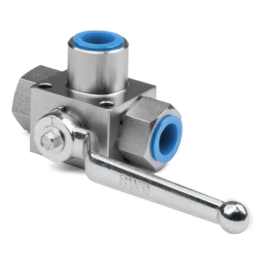 1pc 3 Way Hydraulic Ball Valve High Pressure Ball Valve 1/4 BSP-500Bar Shutoff Valve For Water Oil Natural Gas