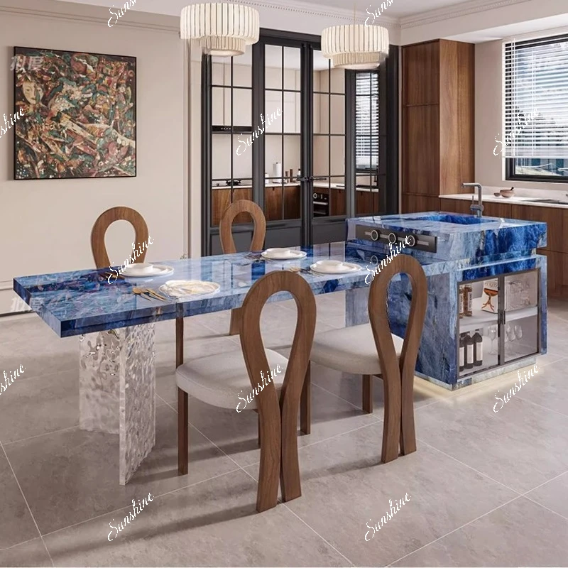 

Island table integrated kitchen household light luxury separate cream wind guide table