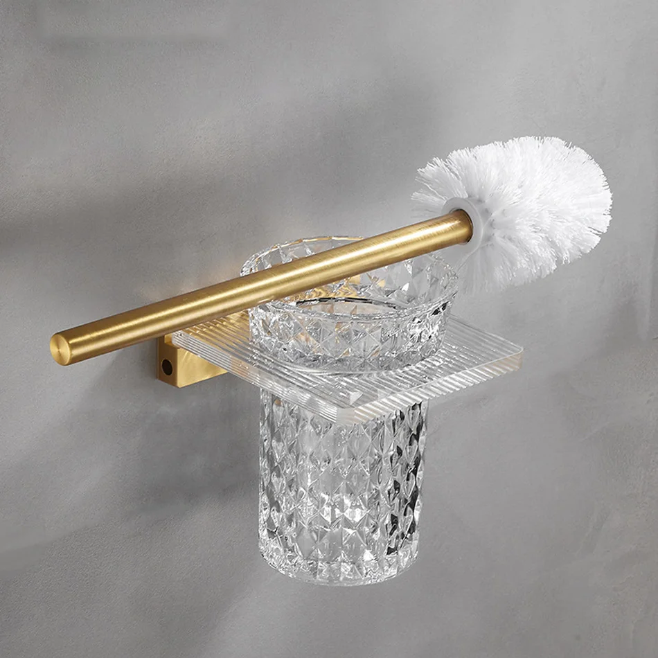 Imagem -03 - Acrílico Cup Toilet Brush Holder Grupo Alumínio Wall Mounted Cinza Ouro Preto Branco wc Escova Rack Prateleira Kit para Banheiro Lavatório