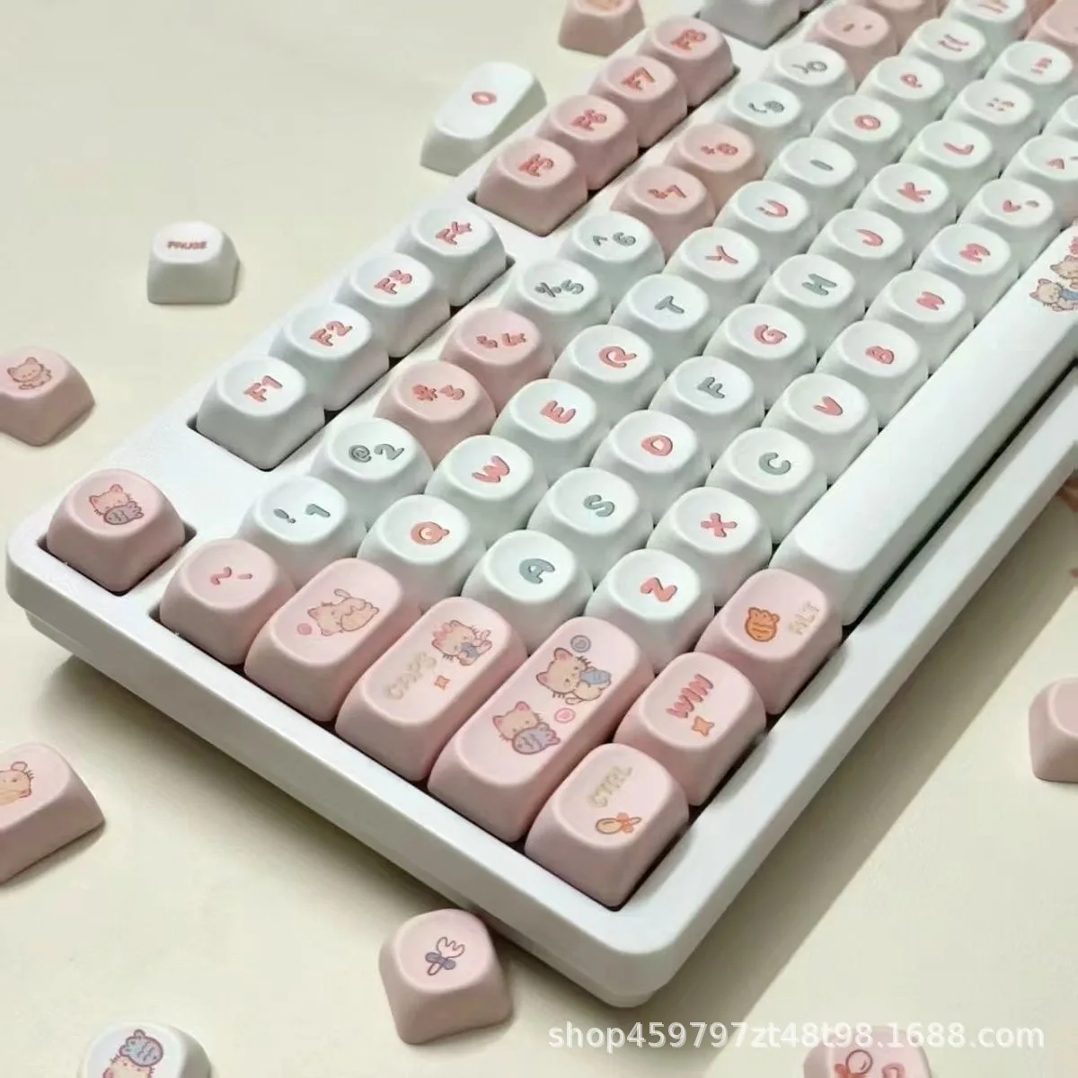 

Fish eating PBT sublimation keycaps MOA highly frosted opaque cross mechanical shaft universal keycaps