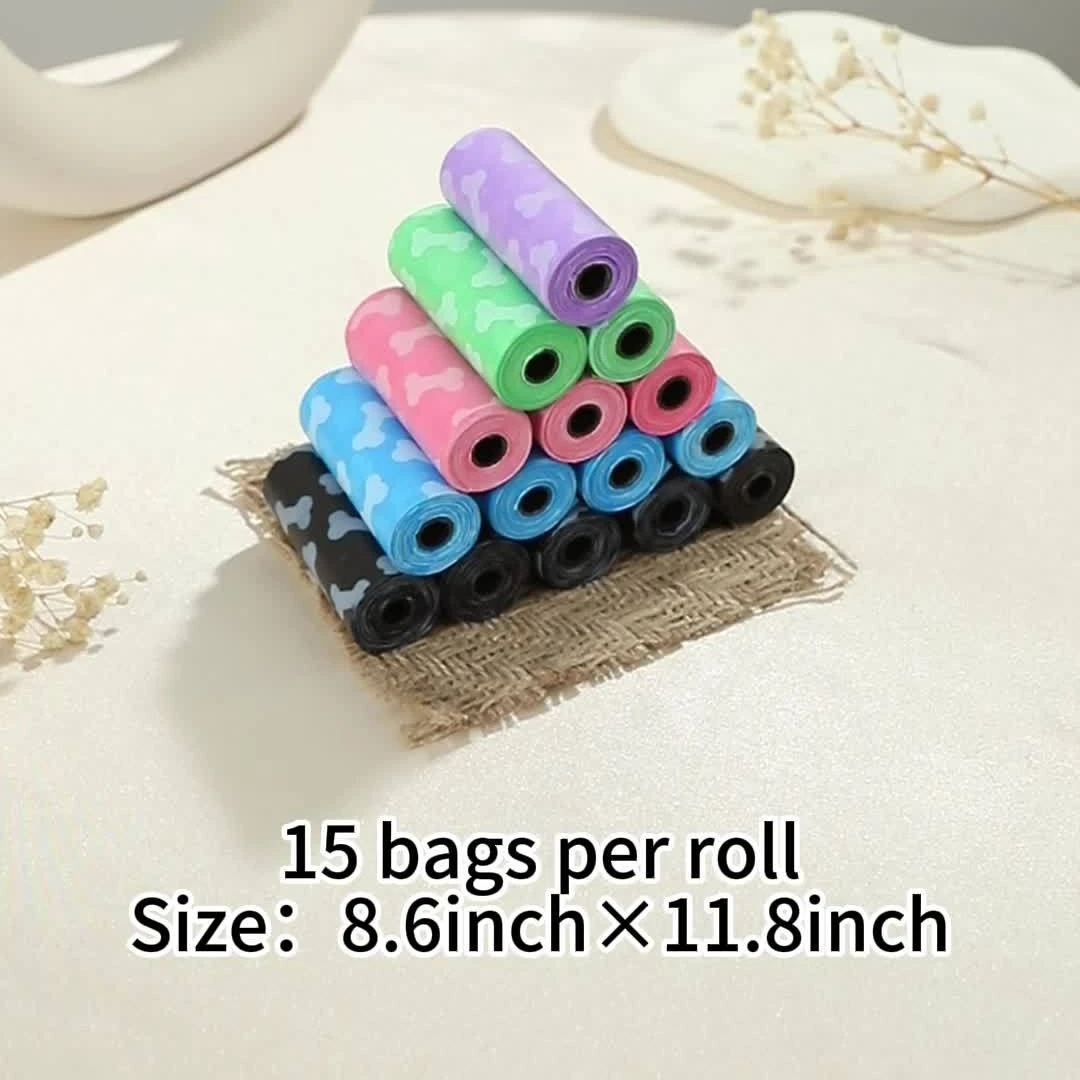 10/20 قطعة من أكياس قمامة الكلاب المطبوعة على شكل عظمة - أكياس سميكة ومتينة ومقاومة للرائحة للحيوانات الأليفة بألوان عشوائية للكلاب والقطط الداخلية والخارجية