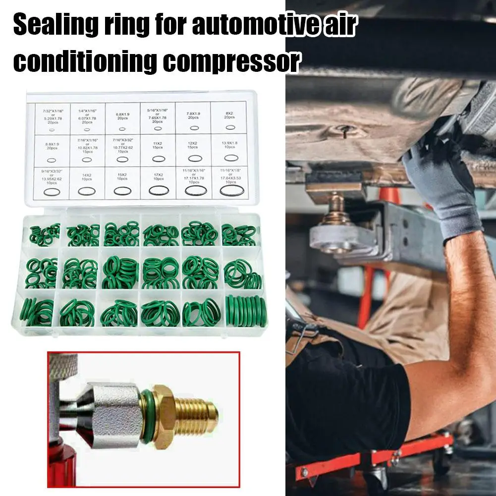 270pcs 18 Sizes Rubber Air Conditioning O Rings Universal Car Auto Repair Tools Refrigerant Ring Sets With Plastic Box Kit Set