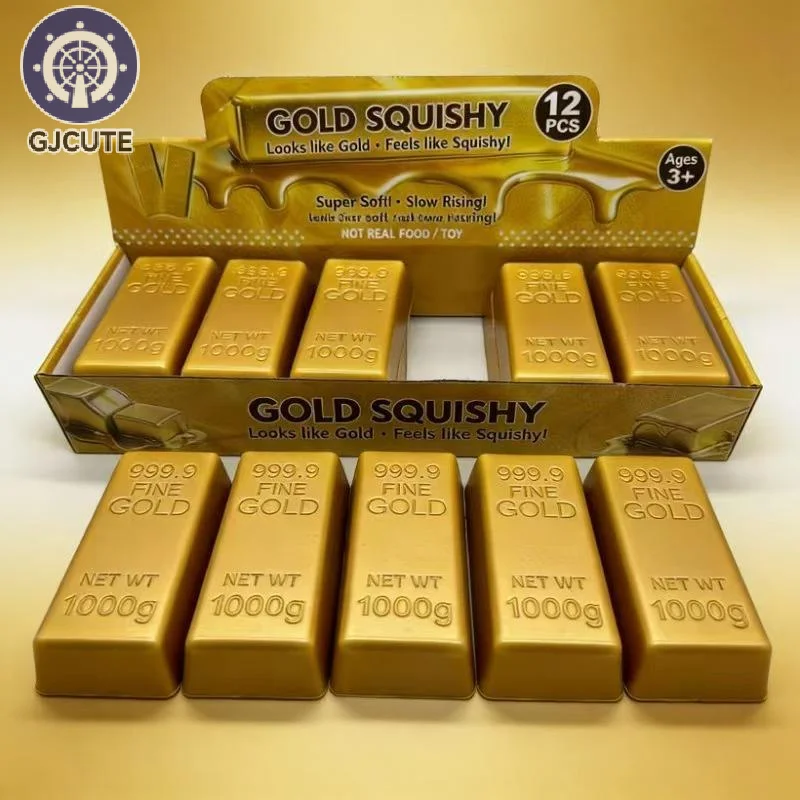 Simulate Gold Brick Squeezable Slow Rising Stress Relief Toy Realistic Gold Bar Squeeze Anti-Anxiety Fidget Toy Party Favors