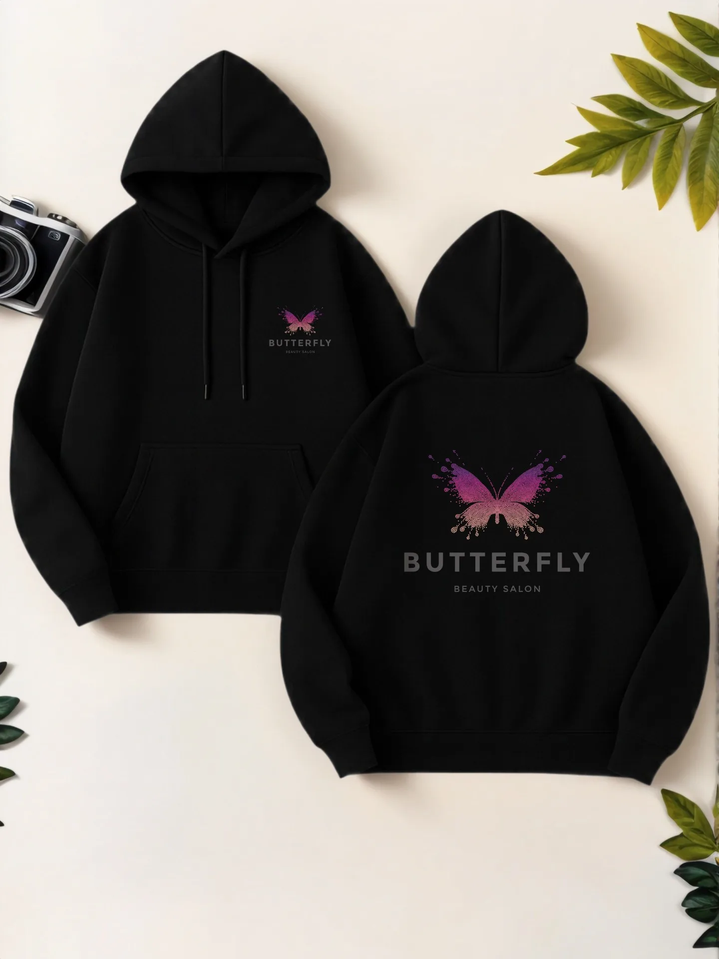 

Butterfly Print Graphic Hoodie Women, Casual Aesthetic Style, Fleece Lined, Casual Everyday Wear, For Young Men