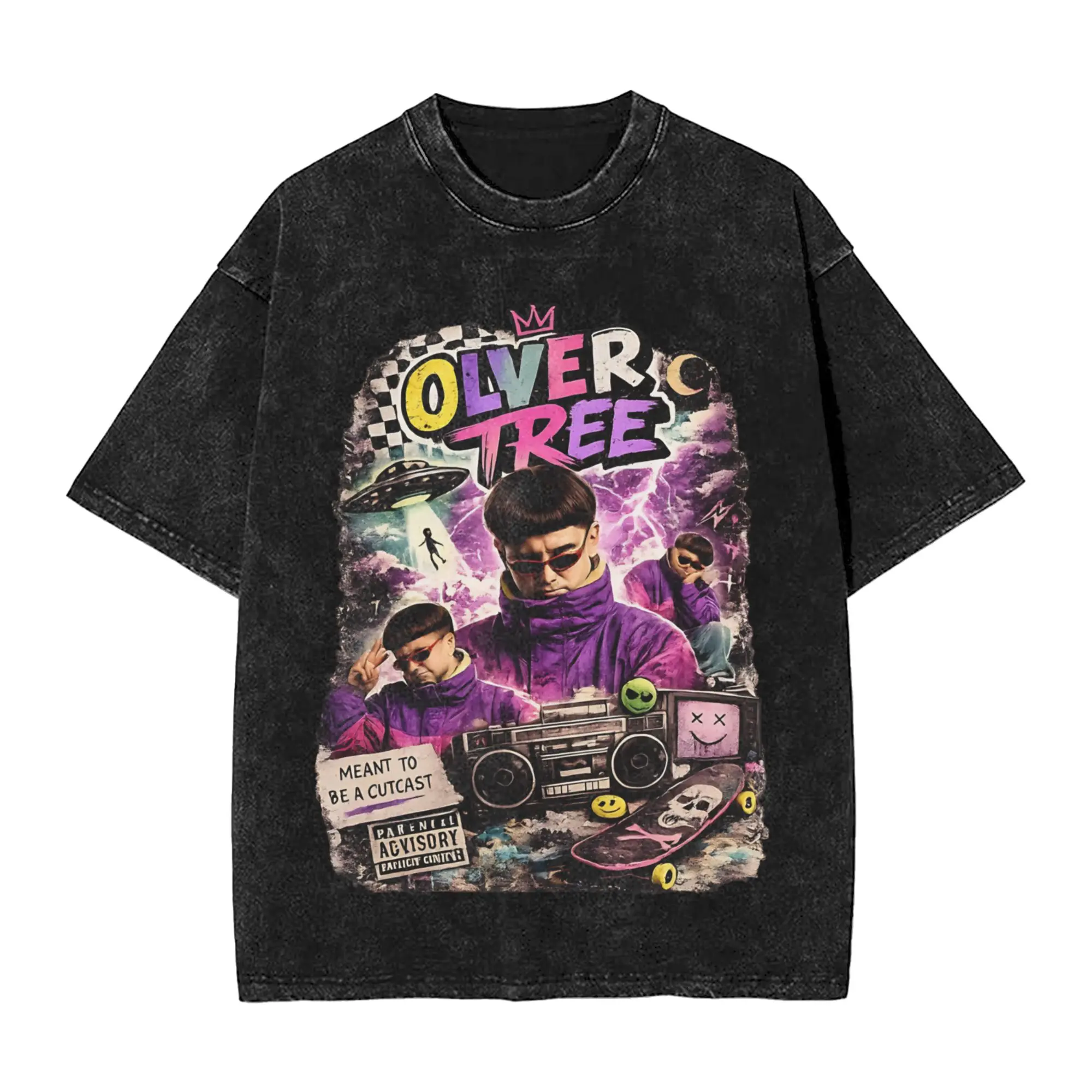 Washed T Shirts Oliver Tree American Singer Rapper Novelty T-Shirt Harajuku  Streetwear 100% Cotton Summer Tees for Men Women