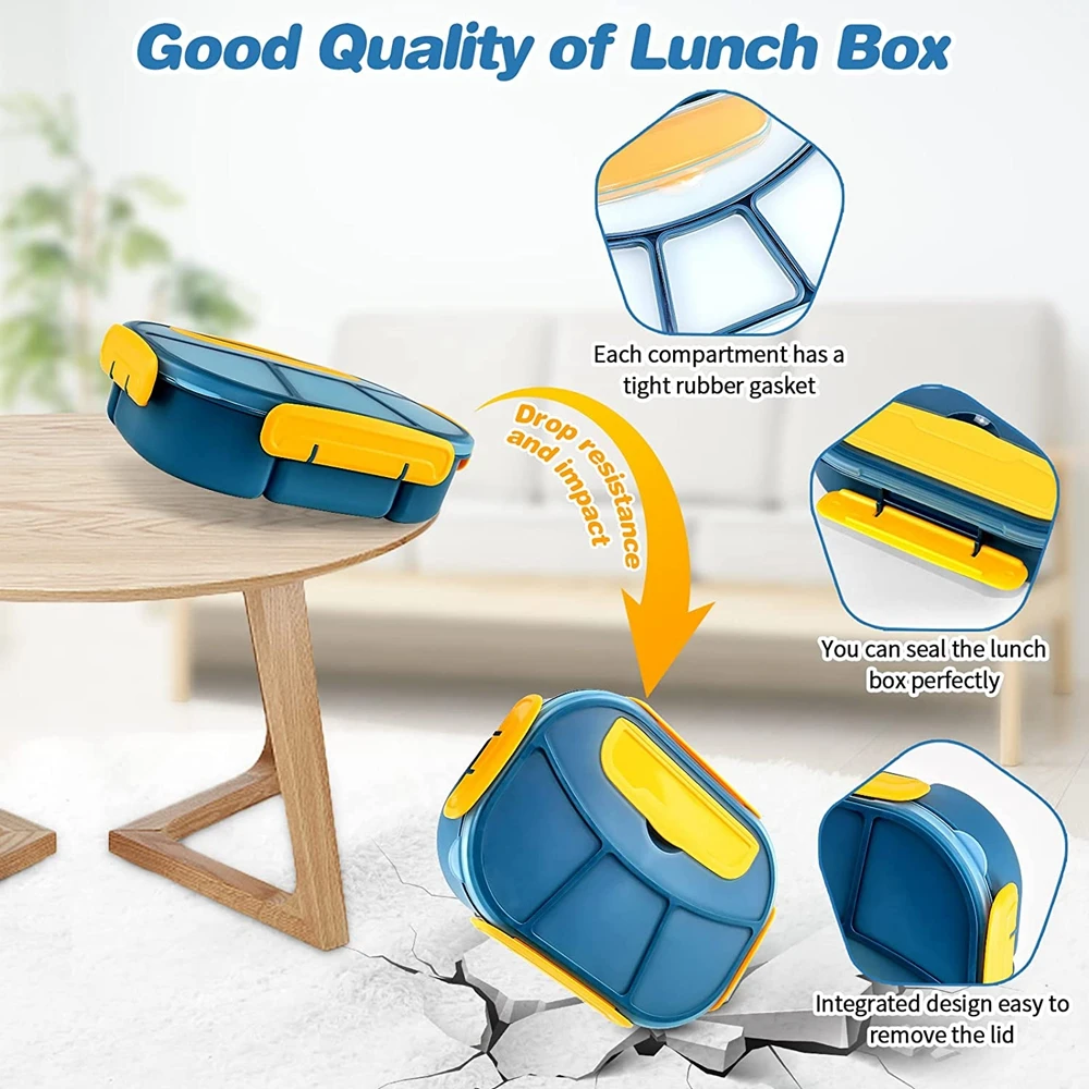 1800ML Bento Box for Adults Kids Lunch Container Bento Boxes Leakproof Micro-Wave Dishwasher Safe Blue Purple Food Storage Box