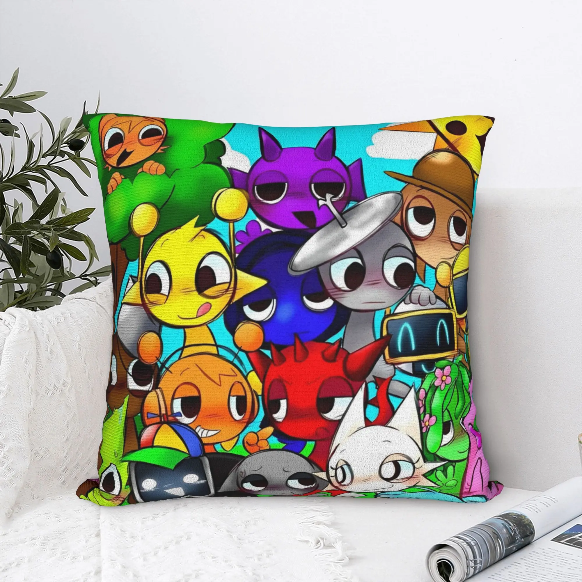 Sprunki Square Pillow Cases Cartoon Game  Cushion Covers Creative Zippered Decor Throw Pillow Case Cover for Car 40x40cm