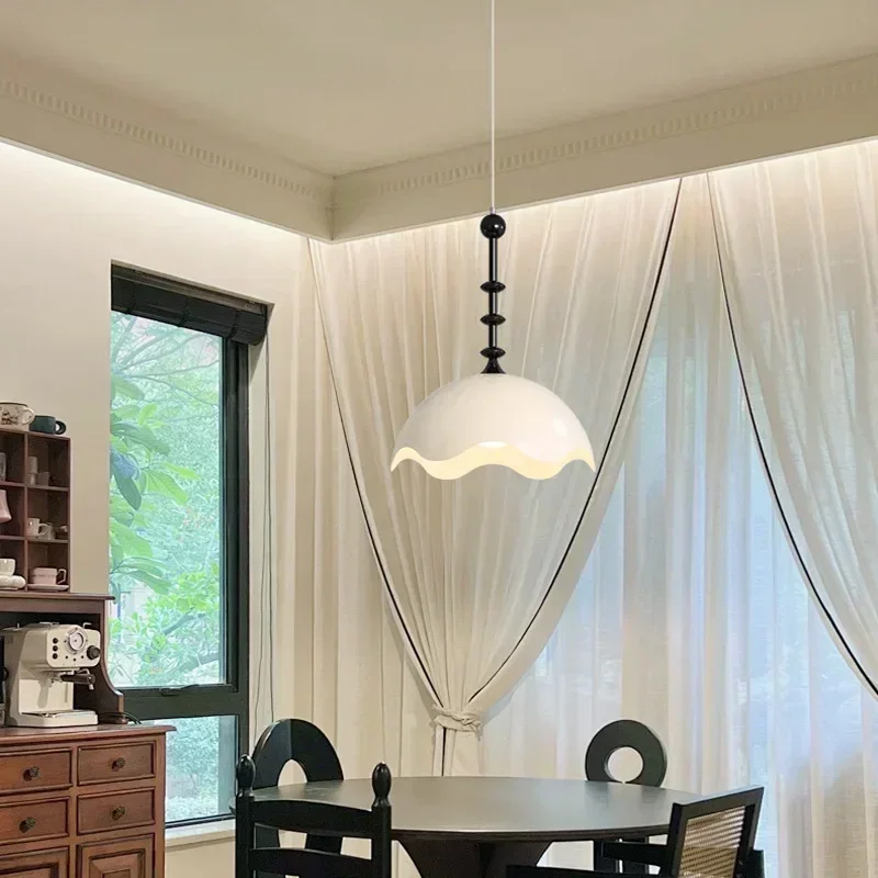 

SANDYHA Modern Eggshell Design Ceiling Light White LED Pendant Lamp for Home Living Room Bedroom Dining Table Decor