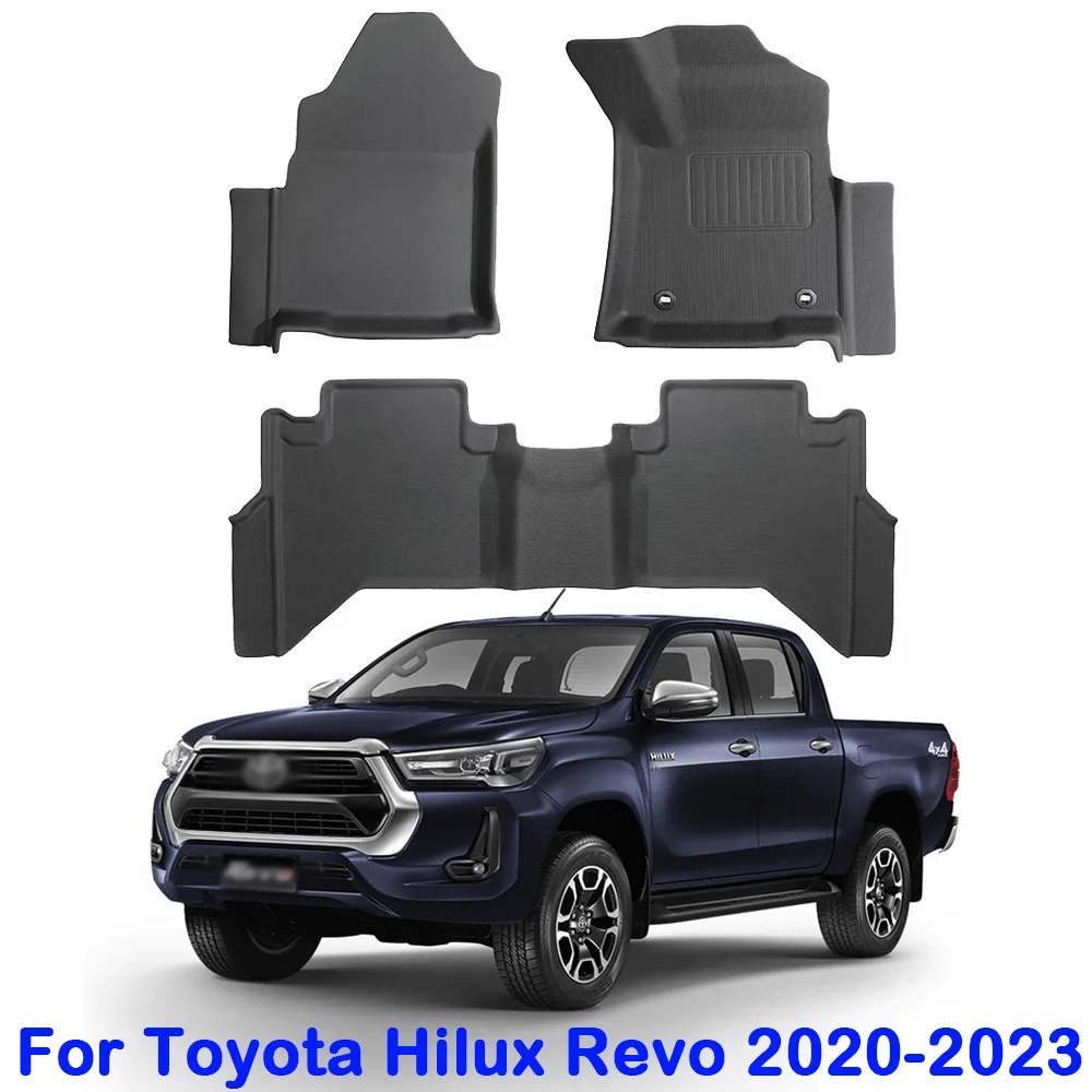 Floor Mats for TOYOTA Hilux revo 2020-2023(Right Rudder) XPE All Weather Floor Liner 1st & 2nd Row Full Set Car Liners Black