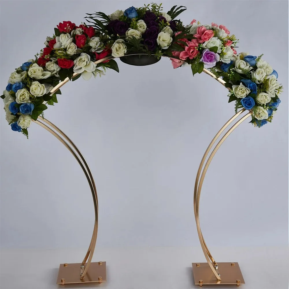 

6 PCS New Style Flower Rack Gold Arch Stand Road Lead Wedding Centerpiece Flower Rack For Event Party Decoration