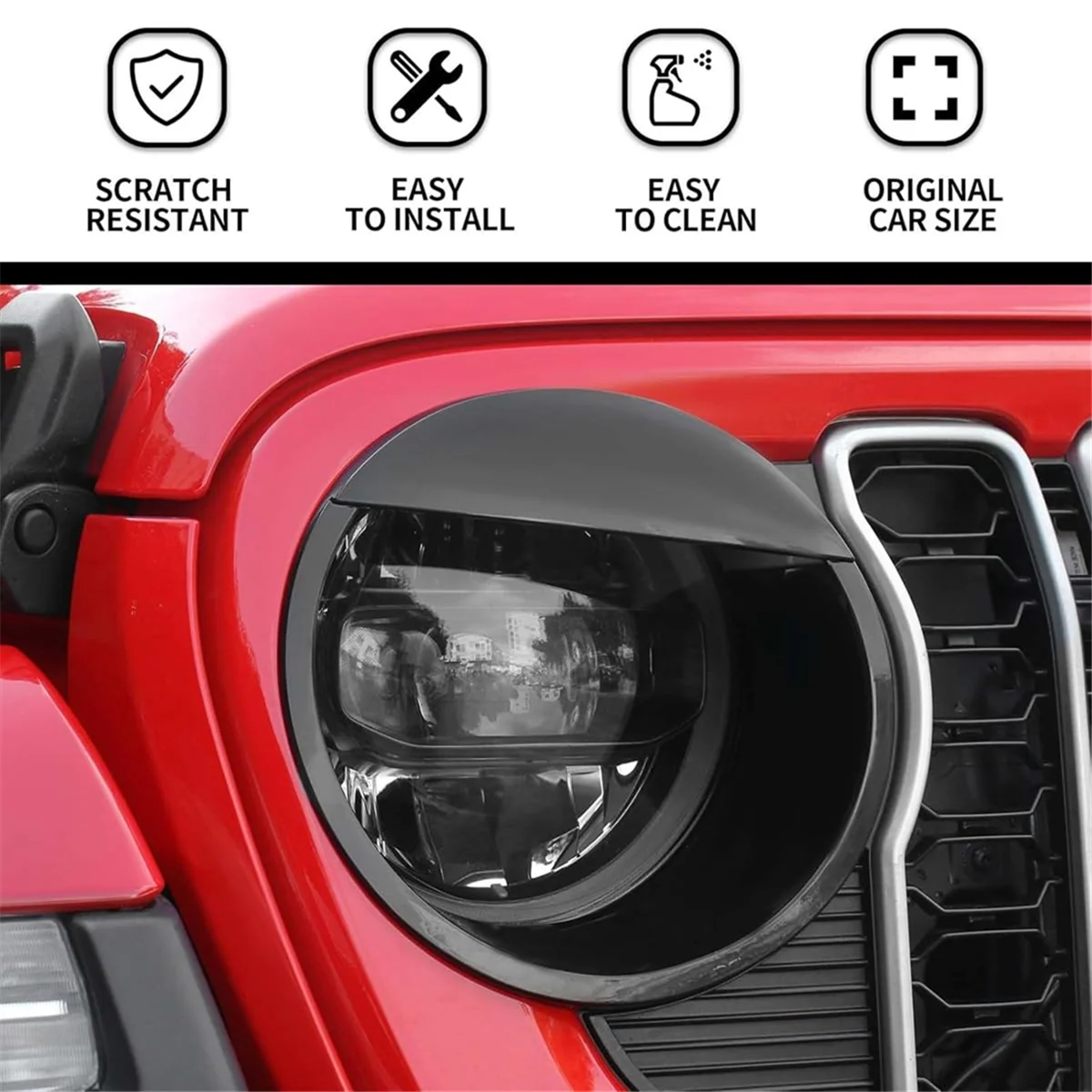 

Front Light Headlight Bezels Angry Bird Style Headlight Cover Trim for Jeep Wrangler JL & 4XE 2024 Accessories