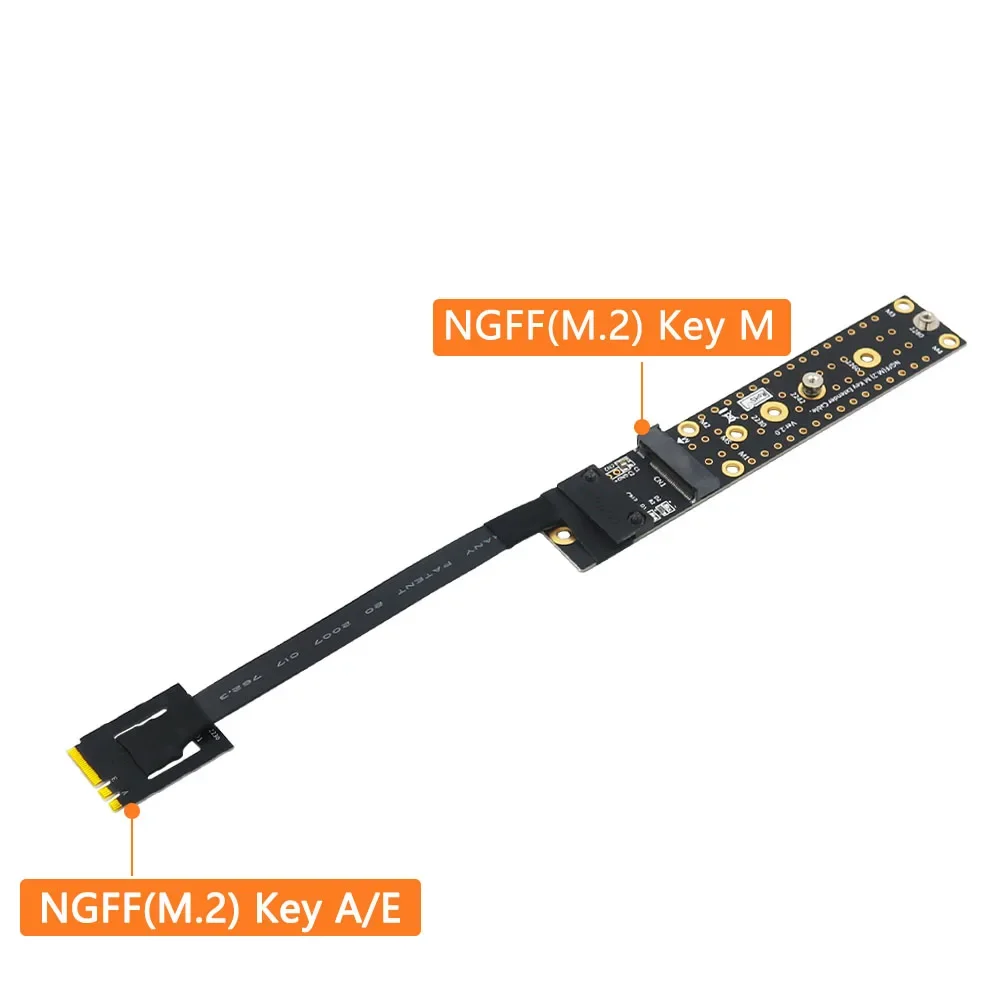 Converter Board Adapter Riser NGFF M.2 Key A/E Male To M.2 NVME Key M Female Support 2230 2242 2260 2280 M.2 NVME SSD with Cable