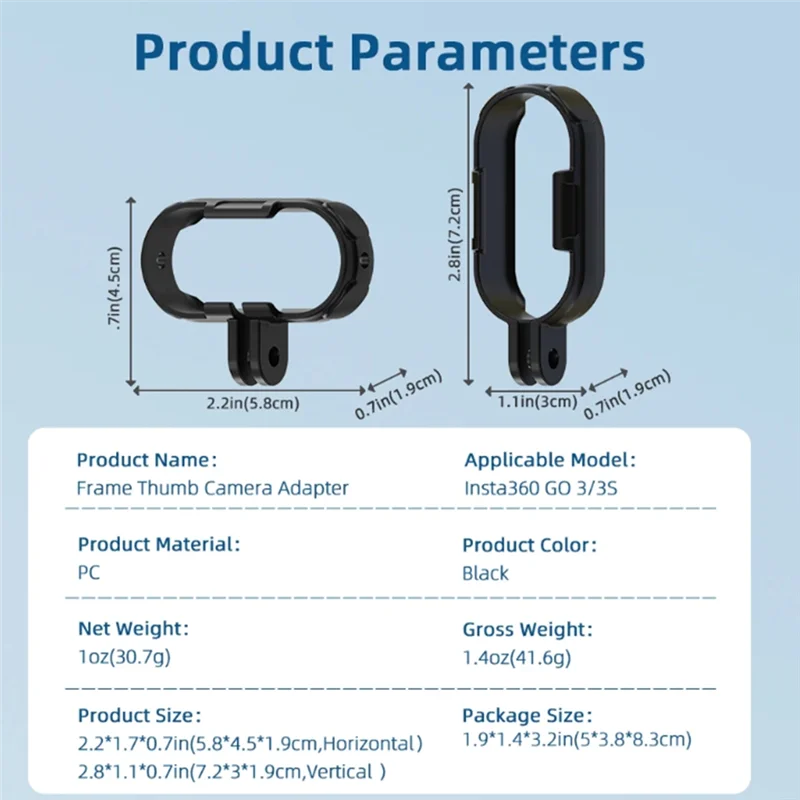 AAAEL-For Insta360 GO3 GO3S Frame Shell Extend Case Adapter Mount Long Screw Heat Dissipation Bracket Protection Bracket Frame