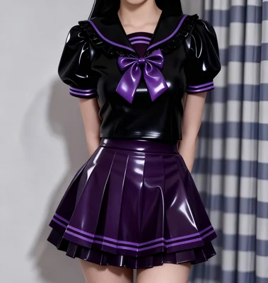 고무 100% 라텍스 고무 코트와 짧은 치마 페티쉬 코스프레 0.4mm S-XXL