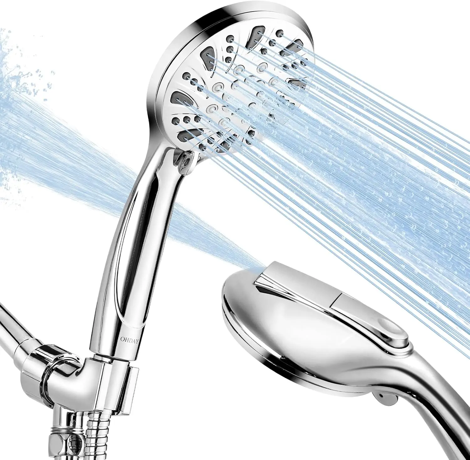 High Pressure Shower Head with Handheld - 6-Mode Powerful Showerhead with 70'' Stainless Steel Hose, Adjustable Bracket for