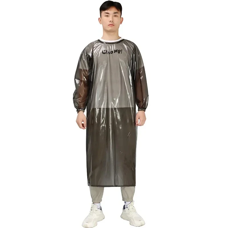 

Man's Transparent Long Sleeve Thickened Waterproof Oil Proof Overalls Protective Clothing Home Aquatic Work Clothes