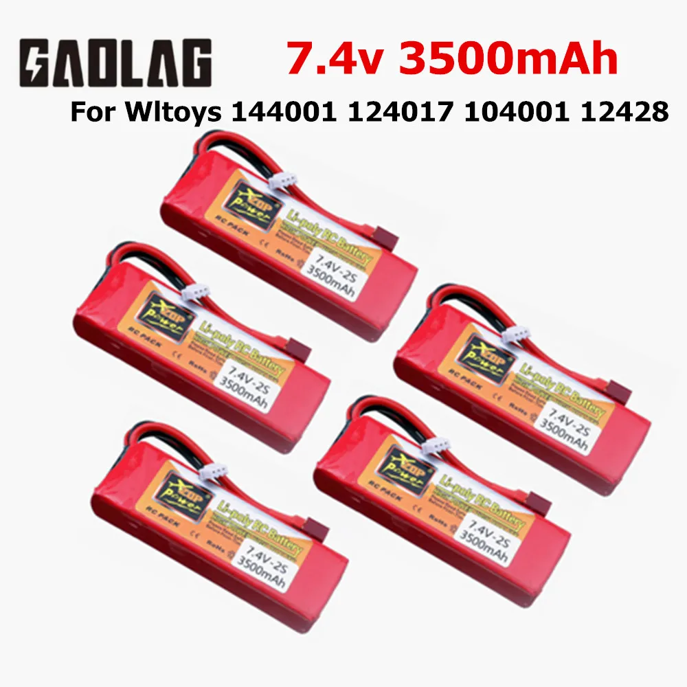 

Upgrade 2s 7.4V 3500mAh Lipo battery For Wltoys 144001 Car Rechargable Battery for Wltoys 124017 104001 12428 RC Car Parts 10Pcs