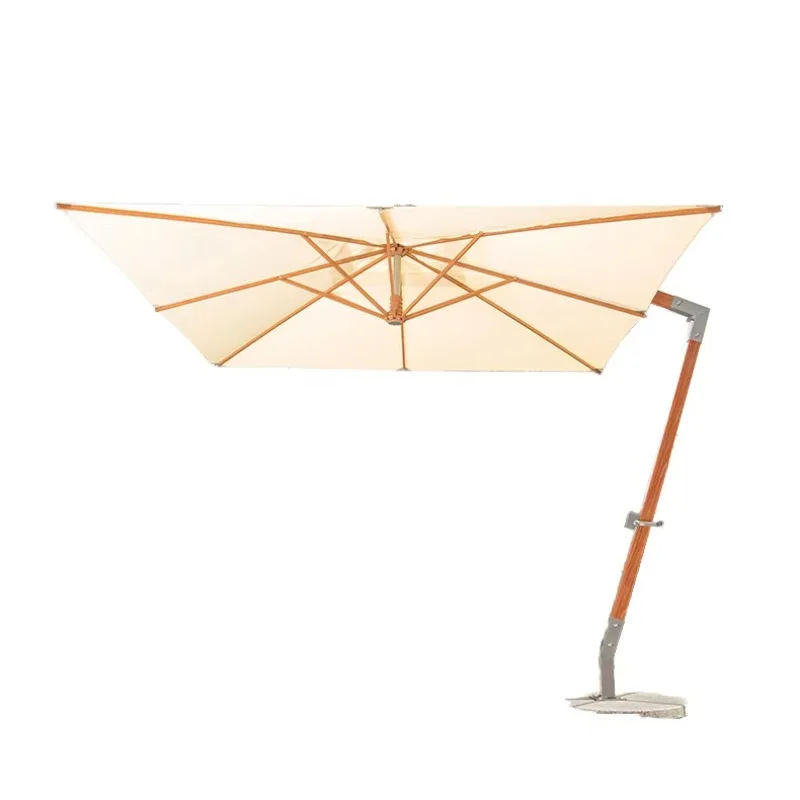 9x12FT Cantilever Parasol Aluminum Frame Waterproof Windproof Outdoor Sunshade Umbrella with Water Tank Base