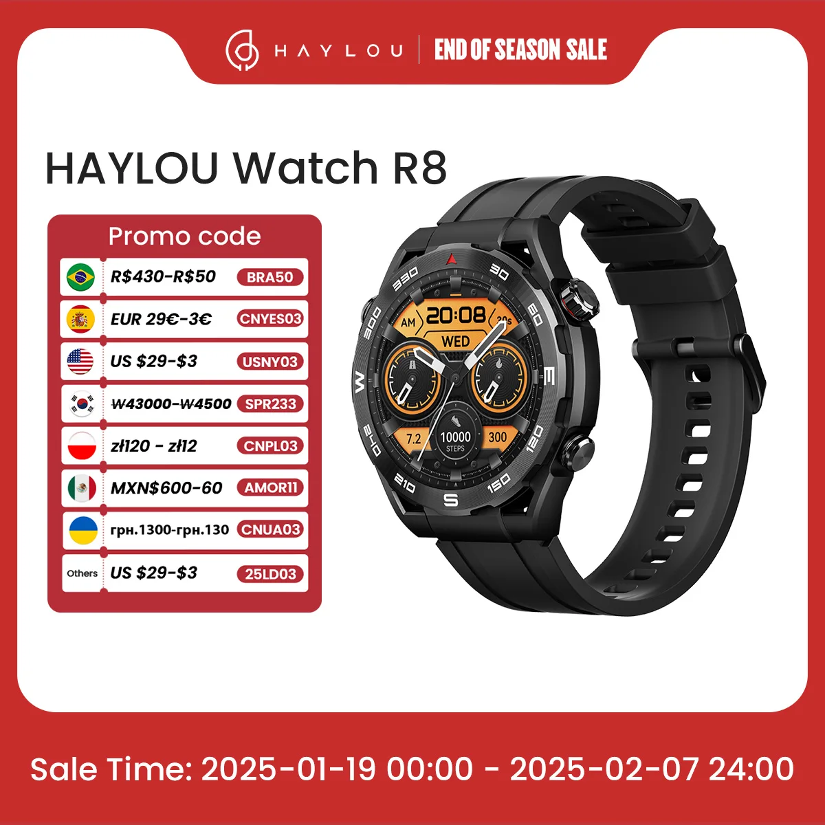 HAYLOU Watch R8 Smartwatch 1.43'' AMOLED HD Display Smart Watch Bluetooth Call & Voice Assistant Mulitary-grade Toughness Watch