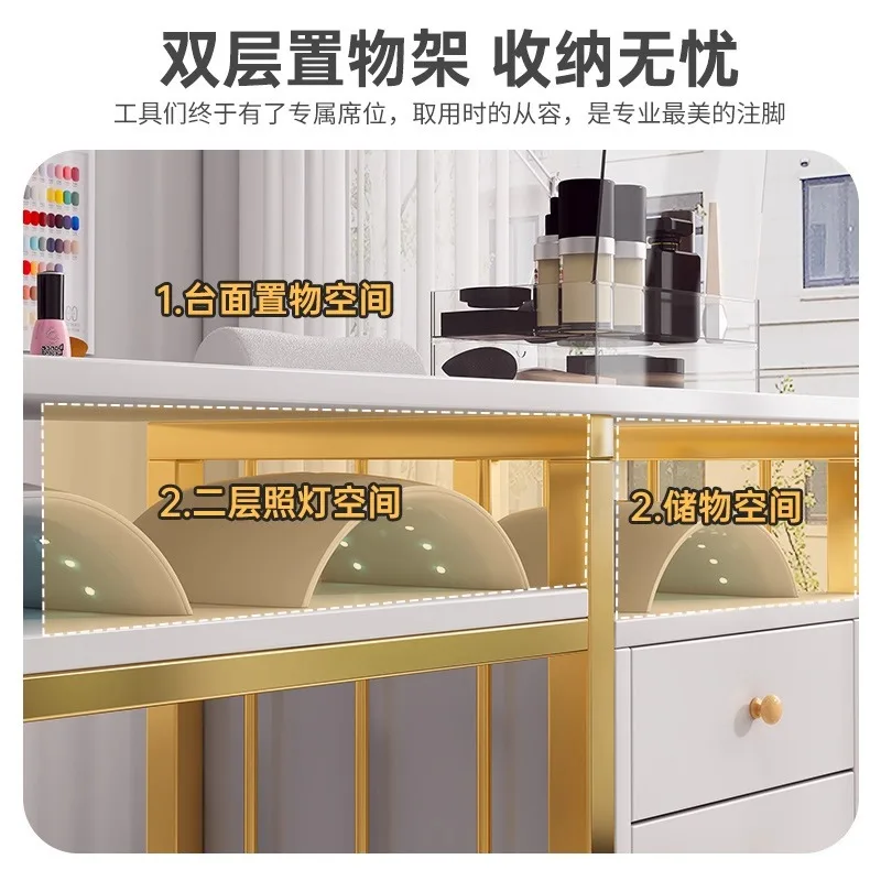 Table Light Luxury Cream Style Nail Art and Chair Set Single Double Simple