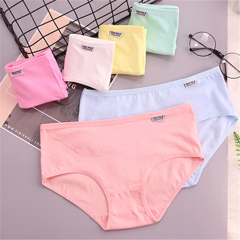 7PCS Cotton Panties Women Comfortable Underwears Sexy Middle-Waisted Underpants Female Lingerie Big Size Ladies Briefs L-2XL