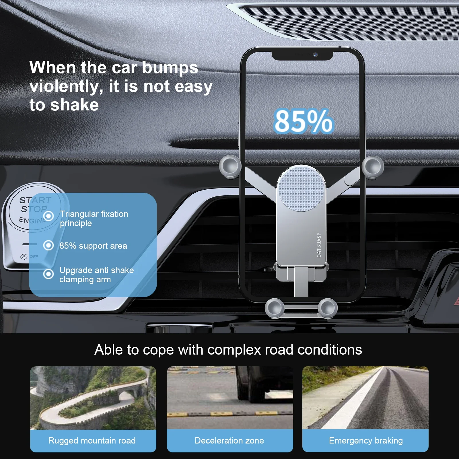 Oatsbasf حامل هاتف السيارة الصغير حامل GPS السيارات جبل منفذ الهواء 4.7-6.9 "آيفون 16 15 برو ماكس Xiaomi الجاذبية حامل هاتف